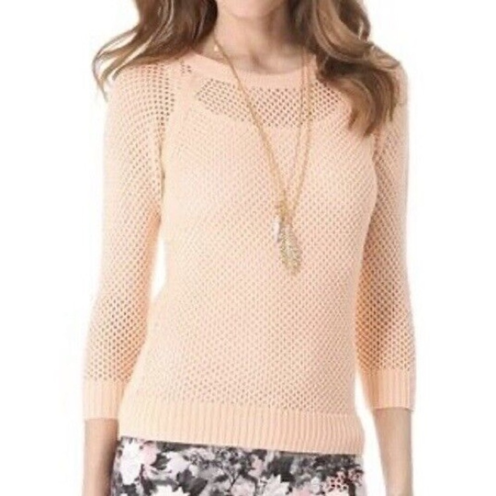 CLUB MONACO Open Stitch Sweater Open Knit Pullover Sydney Pale Peach (M)